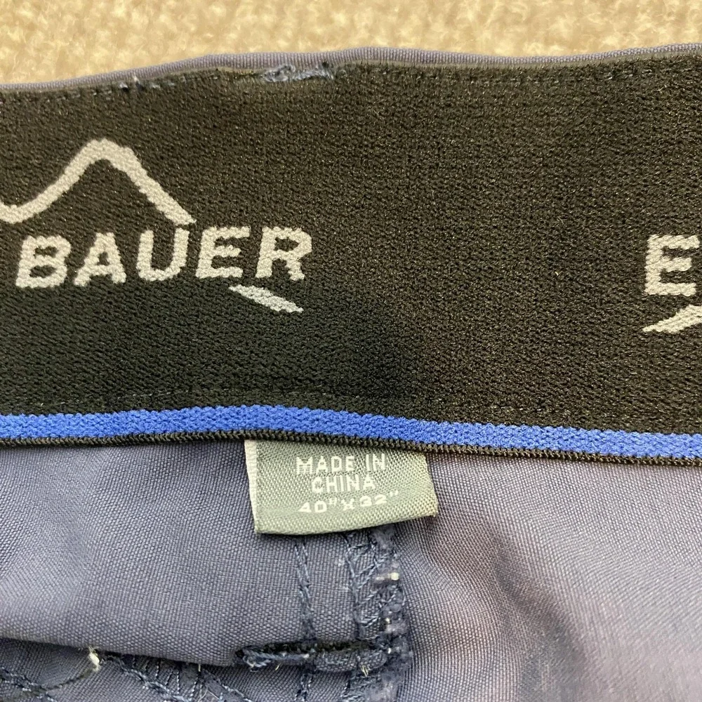 Eddie Bauer Pants Mens 40x32 Blue Nylon Stretch Hiking Outdoor Travel Zip Pocket